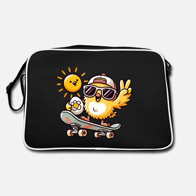 Chick on the skateboard Retro Bag