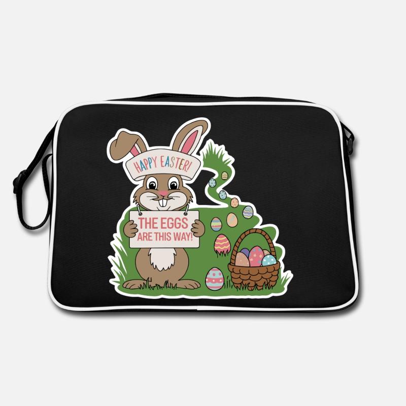 Osterhase mit bunten Eier Retro Tasche