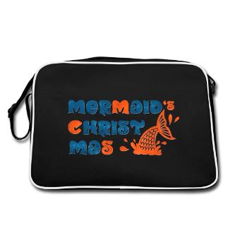 Mermaids Christmas - Retro Tasche - Schwarz/Weiß - Hinten