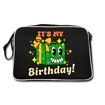 Funny Birthday Cute Cartoon Retro Vintage Gift - Retro Bag - black/white - Back