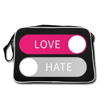 Love On Hate Off Button Liebe an Hass aus Geschenk - Retro Bag - black/white - Back