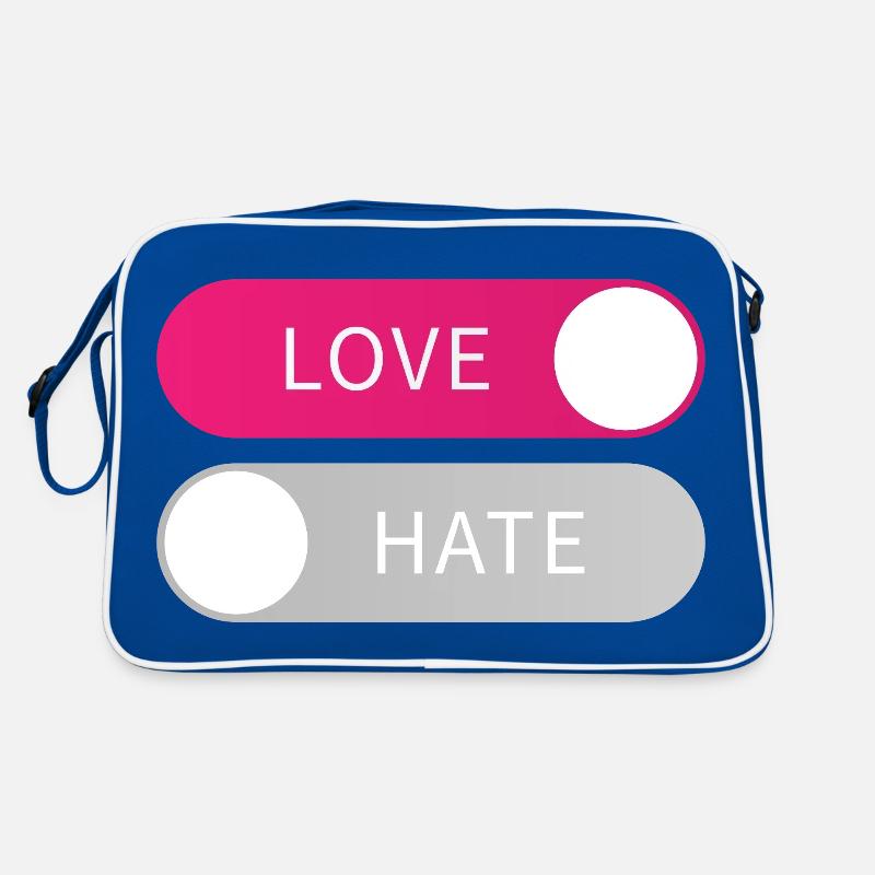Love On Hate Off Button Liebe an Hass aus Geschenk Retro Bag