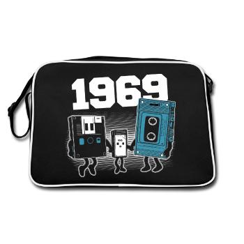Jahrgang Jahrgang 1969 Geburtstagsgeschenk 1969 - Retro Tasche - Schwarz/Weiß - Hinten