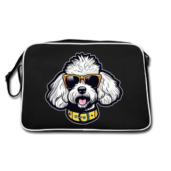 Caniche cool avec des lunettes de soleil - Sac Retro - noir/blanc - Dos