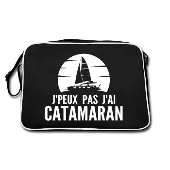 J'peux Pas J'ai Catamaran ! Idée Cadeau Catamaran - Sac Retro - noir/blanc - Dos