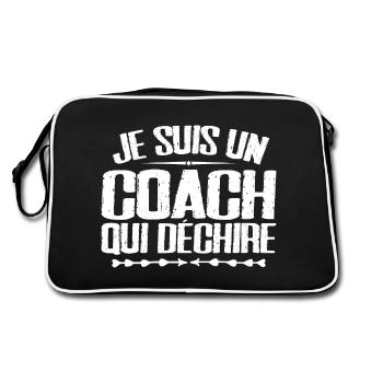 Ich bin ein Coach, der Humor und Humor liebt - Retro Tasche - Schwarz/Weiß - Hinten