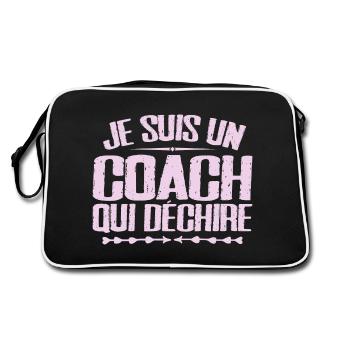Ich bin ein Coach, der Humor und Humor liebt - Retro Tasche - Schwarz/Weiß - Hinten