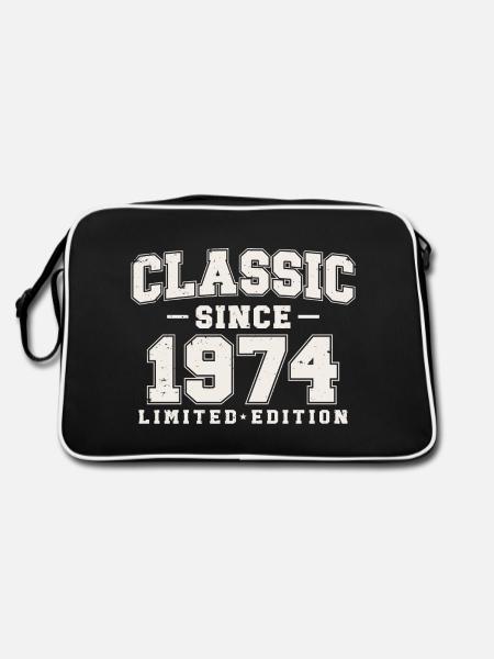 Klassisch seit 1974 Jahrgang Vintage Geburtstag - Retro Tasche - Schwarz/Weiß - Hinten