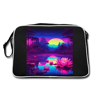 Water lilies on the lake - Retro Bag - black/white - Back