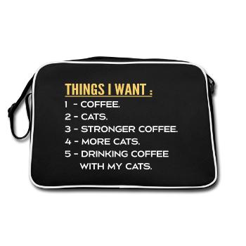 Things I Want Coffee And Cats - I Like Cats Coffee - Sac Retro - noir/blanc - Dos