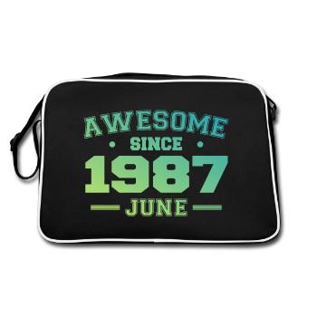 Juin 1987 Anniversaire Année 1987 Juin Cadeau 1987 - Sac Retro - noir/blanc - Dos