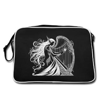Harp Elf - Elf with Harp - Retro Bag - black/white - Back