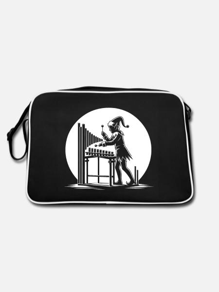 „Elfenvibraphon“ - Retro Tasche - Schwarz/Weiß - Hinten