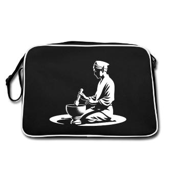 „Elfische Klangmeditation“ - Retro Tasche - Schwarz/Weiß - Hinten