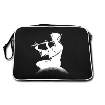 „Melodischer Elfenzauber“ - Retro Tasche - Schwarz/Weiß - Hinten