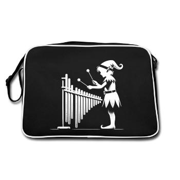 Nächtliches Elfenspiel - Retro Tasche - Schwarz/Weiß - Hinten