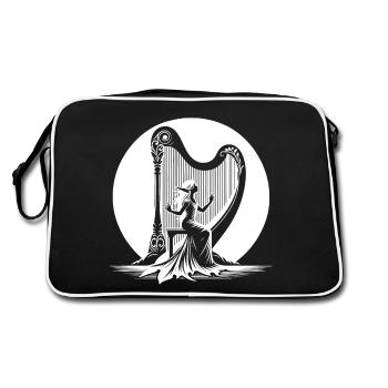 Elf harp playing in the moonlight - Retro Bag - black/white - Back