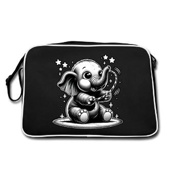 Star play of the little elephant - Retro Bag - black/white - Back
