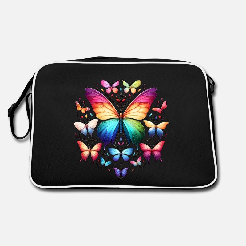 Schmetterlingsgarten - Retro Tasche - Schwarz/Weiß
