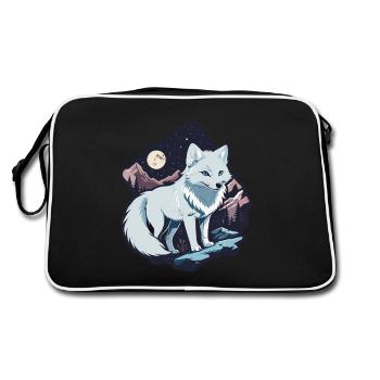 Renard arctique Lune étoiles Scandinavie Renard polaire - Sac Retro - noir/blanc - Dos