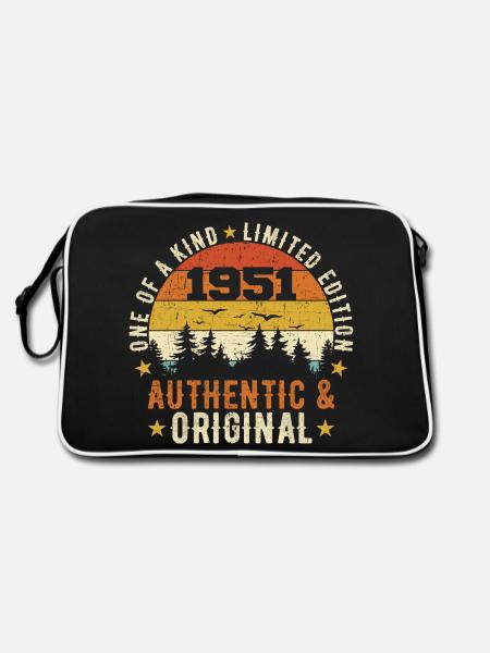 Original 1951 Geburtstagsgeschenk 1951 authentisch - Retro Tasche - Schwarz/Weiß