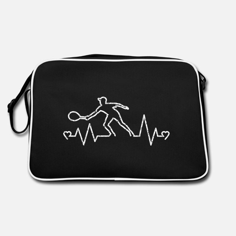Herzfrequenz-Tennisspielerherzen Design - Retro Tasche - Schwarz/Weiß
