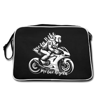 Mein Bike Meine Regeln - Ein Affe auf einem Bike - Retro Tasche - Schwarz/Weiß - Hinten