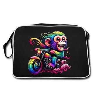 Singe arc-en-ciel à la roue arc-en-ciel - Sac Retro - noir/blanc - Dos