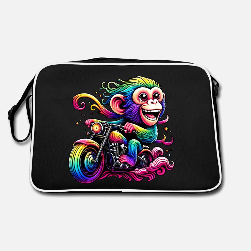 Regenbogenaffe am Regenbogensteuer Retro Tasche