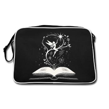 Zauber der Worte - Buch Fee - Retro Tasche - Schwarz/Weiß - Hinten
