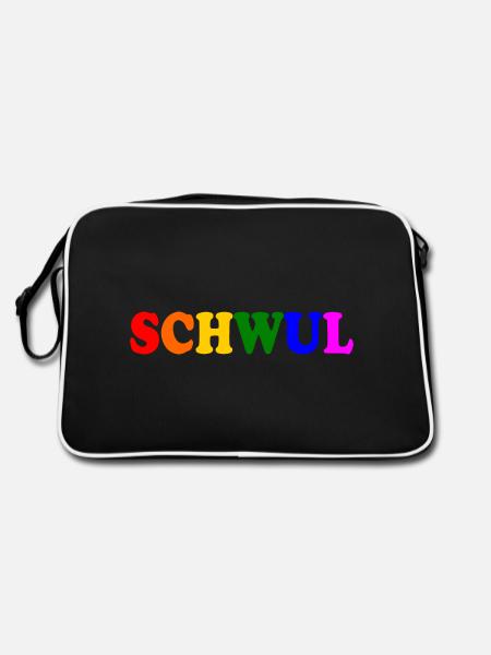 Schwul - Retro Tasche - Schwarz/Weiß - Hinten