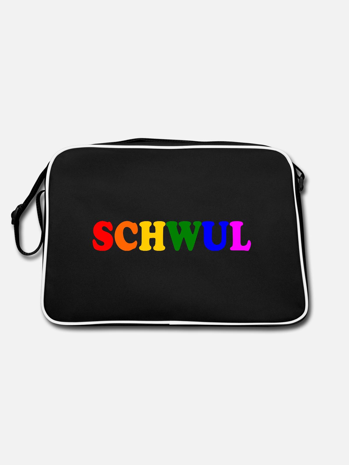 Schwul - Retro Tasche - Schwarz/Weiß - Hinten