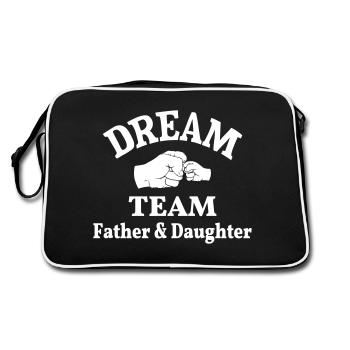 Vater Tochter Team Papa Töchter Dreamteam Faust - Retro Tasche - Schwarz/Weiß - Hinten