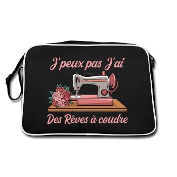 J'peux pas J'ai des Rêves à coudre humour - Sac Retro - noir/blanc - Dos