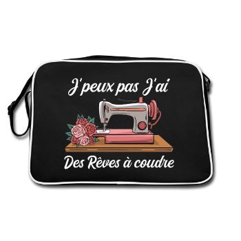 J'peux pas J'ai des Rêves à coudre humour - Sac Retro - noir/blanc - Dos