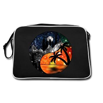 Cosmic Yin And Yang Landscapes - Retro Bag - black/white - Back