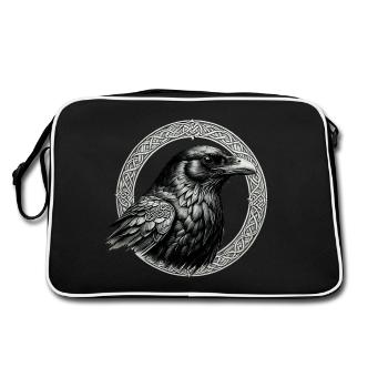Corbeau avec nœud celtique 02 - Sac Retro - noir/blanc - Dos