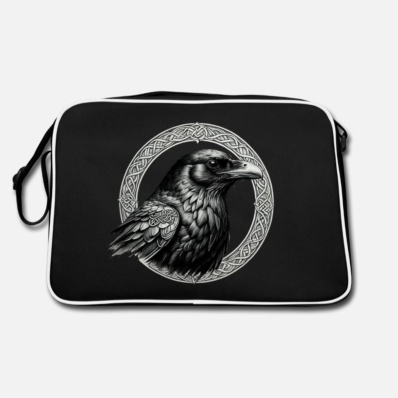 Raven with Celtic Knot 02 - Retro Bag - black/white