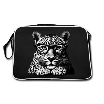Leopard Glasses Optician Glasses Wearer Funny Wild - Retro Bag - black/white - Back
