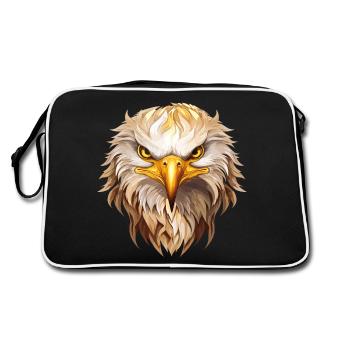 aigle, tête d’aigle, oiseau de proie, oiseau de proie, animal, nature - Sac Retro - noir/blanc - Dos