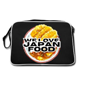 Wir lieben japanisches Curry - Retro Tasche - Schwarz/Weiß - Hinten