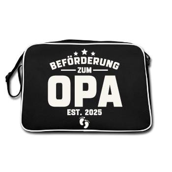 Beförderung zum Opa 2025 - Retro Tasche - Schwarz/Weiß - Hinten