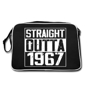 Straight Outta 1967 Retro 1967 Jubiläumsgeschenk - Retro Tasche - Schwarz/Weiß - Hinten