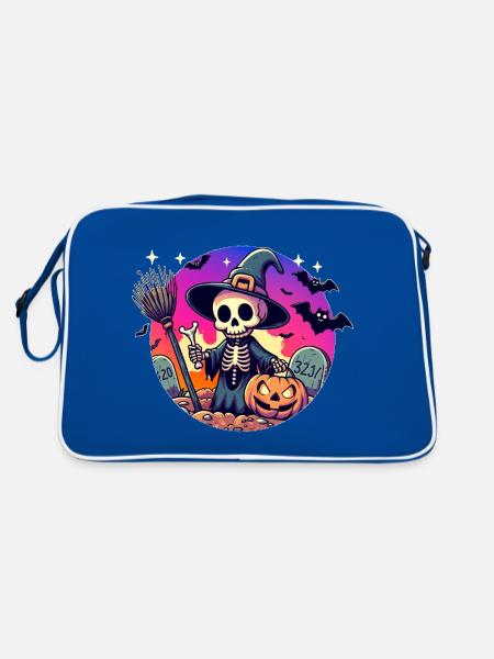 Mr. Bone Spooky Halloween 4 - Retro Bag - blue/white - Back