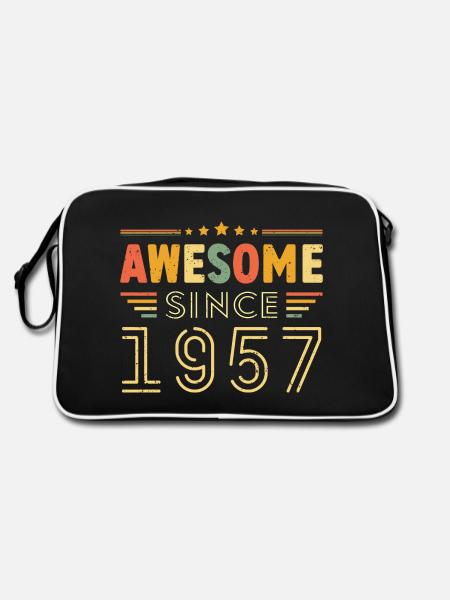 Vintage Legend 1957 Geschenk von 1957 - Jahrgang 1957 - Retro Tasche - Schwarz/Weiß - Hinten