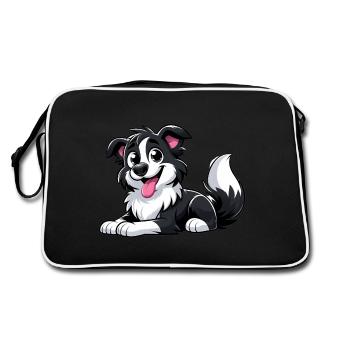 Border Collie 4 - Retro Bag - black/white - Back