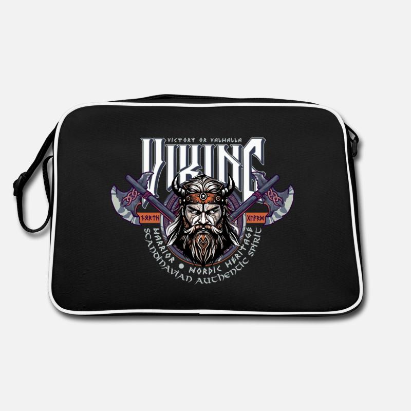 VIKING, VICTORY OR VALHALLA! - Retro Bag - black/white