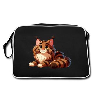 Maine Coon 14 - Retro Tasche - Schwarz/Weiß - Hinten