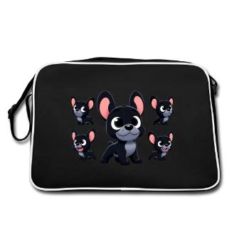 French Bulldog 3 - Retro Bag - black/white - Back