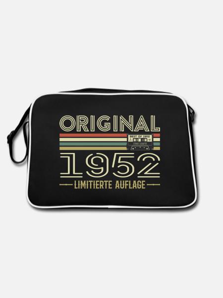 Original 1952 Jahrgang Retro Geburtstag Vintage - Retro Tasche - Schwarz/Weiß - Hinten